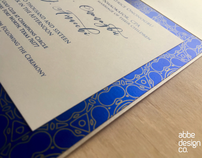 Blue + Gold Themed Wedding Invitations