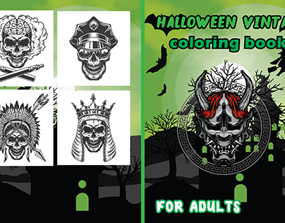 Halloween vintage coloring book for adults