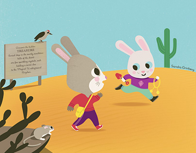 Two Bunnies. Children Book Illustration.