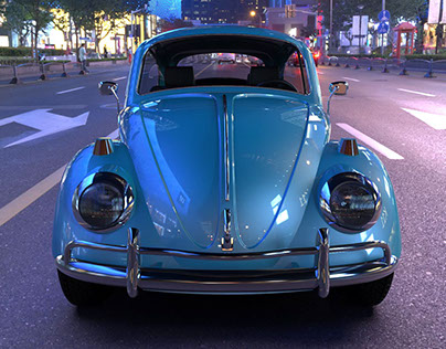 VW BEETLE CAR - BLUE FUSCA