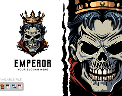 King skull mascot logo design vector illustration