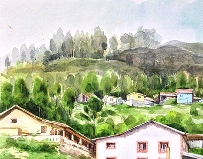 Hill Top Homes_Water color