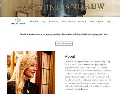 Bespoke Tailoring Website - Caroline Andrew