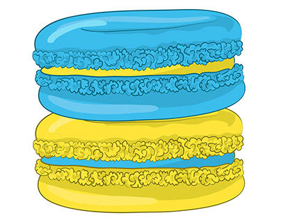 Macaron or French macaroon. Сakes illustration set.