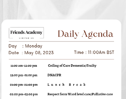 Daily Agenda "Class Schedule"