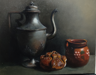 "Bodegón con pan"
óleo sobre tela sobre tabla
