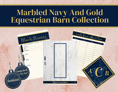 Marbled Navy And Gold Equestrian Barn Collection