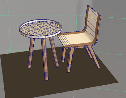3D model chair and table