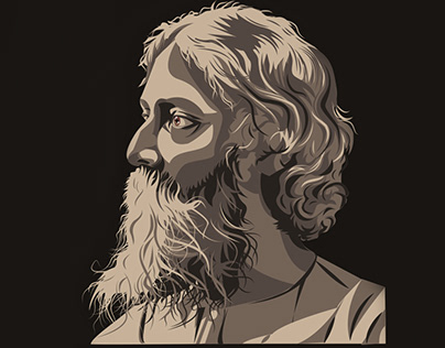 Rabindranath Tagore vector painting Illustration