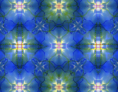Dessin numérique floral estival bleu
