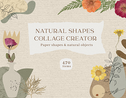 Paper shapes and natural objects collage creator