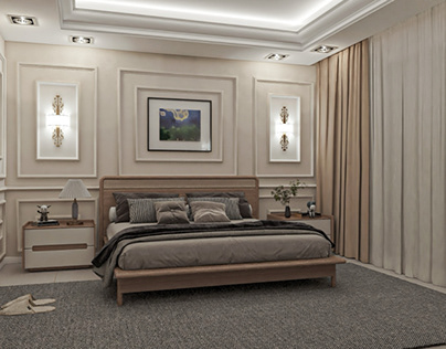 Classic bedroom in macchiato color and some accessories