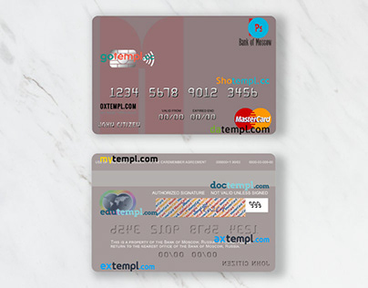 Russia Bank of Moscow mastercard template