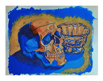 Gouache - Skull Still Life Painting