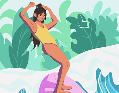 Surfin’ vector illustration