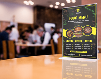 Food menu card design for restuarant