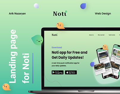 Creative Landing Page for Noti Mobile App