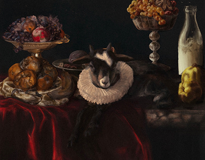 still life with a goat