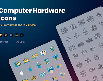 50 Computer Hardware Icons - Dual Style