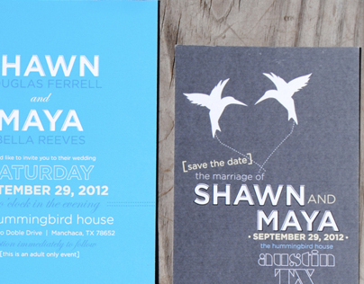 Blue Hummingbird Wedding Invites