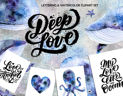 Deep love Lettering & Watercolor