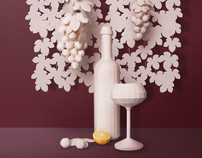 3D Paper Craft Grapes Wine