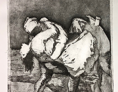Inspiracja Francisco Goya,24x40cm akwaforta z akwatintą
