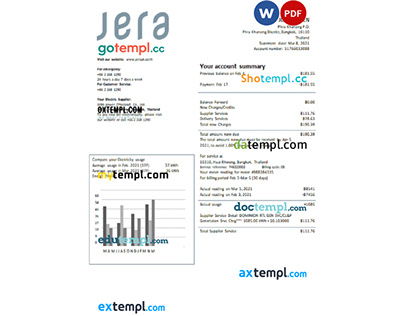 Thailand JERA power utility bill template
