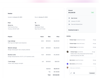 Invoice Page