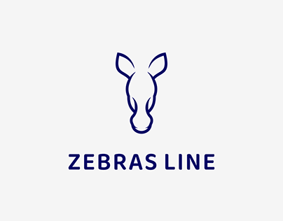 line zebras head logo design