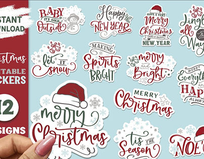 Printable Christmas Stickers PNG