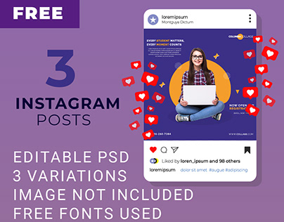 Free Education Instagram Post PSD Templates