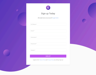 Sign Up form user flow
