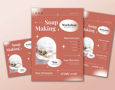 Elegant Soap Making Workshop Flyer Set