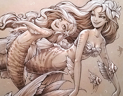 Traditional Mermaid Drawings