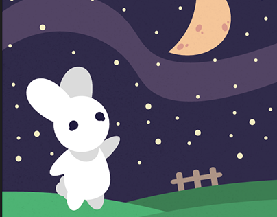 Rabbit says hi to the moon