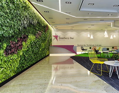Office Lobby with vertical garden as feature wall
