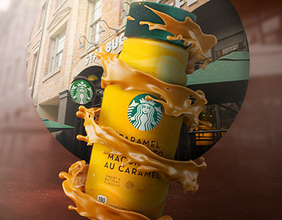 Starbucks caramel macchiato art concept