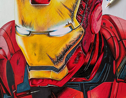 IronMan From Avengers // Colored Pencils + Markers