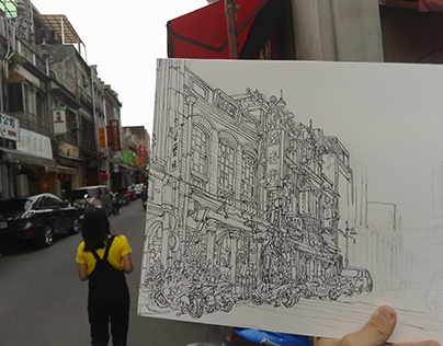 Urban Sketching process. Taiwan