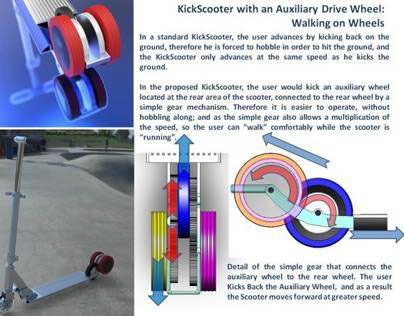 Kick-Scooter with Auxiliary Impulse Wheel