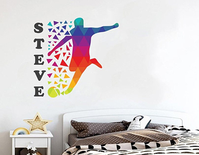 Personalised Crystal Football Boy Wall Sticker Name