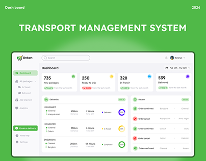 Dash board - Transport management system