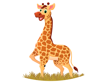 Жираф. Векторный персонаж в детской стилистике