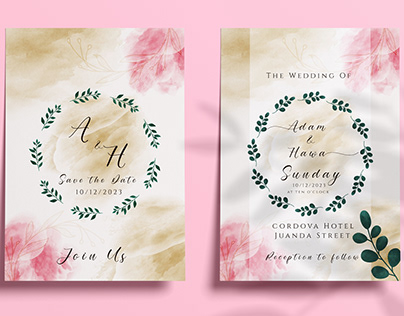 watercolor wedding invitation card