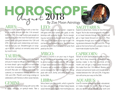 August 2018 Horoscope Single page Layout