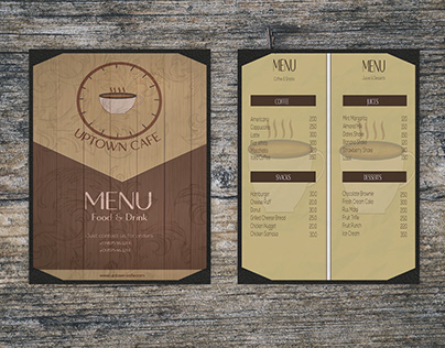 MENUCARD + BUSINESS CARD DESIGN FOR UPTOWN CAFE