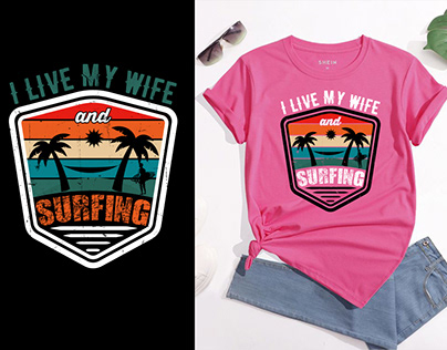 T-shirt Summer Surfing Wave Beach Vintage