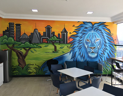 Lion mural for Edelman Group