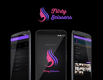 Flirty Scissors Salon App Mockup Designs